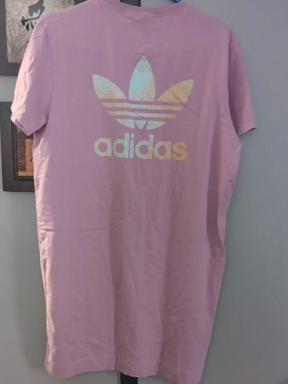 adidas Women's Trefoil Short Sleeve T'shirt Dress in Light Pink